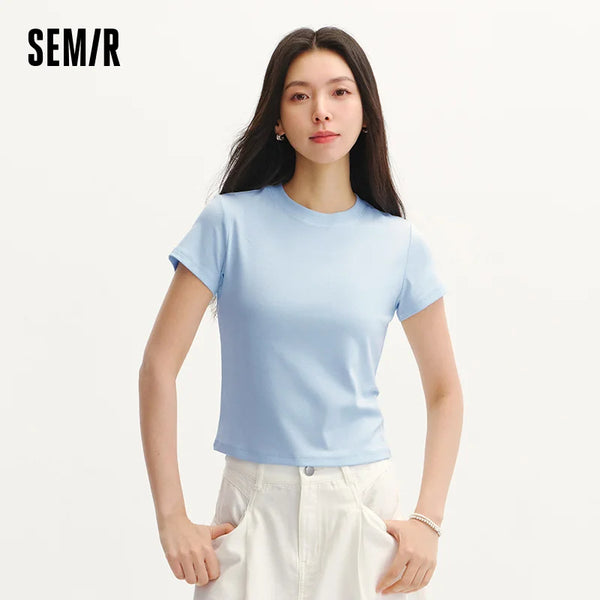 អាវយឺតនារី Semir ឆ្នាំ ២០២៦ ស្ទីលខ្លីស្ដើង ស្មាធម្មតា កមូល ងាយស្រួលប្រើ ត្រជាក់ មានអារម្មណ៍ធម្មតា