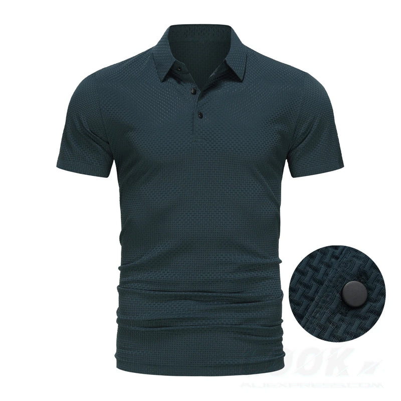 Upto EUR Sizes Tall Man Brand Top-Quality Men's Golf Shirt Lop-up Hollow Short-sleeved Polo Shirt SummerIce Silk Breathable Tee