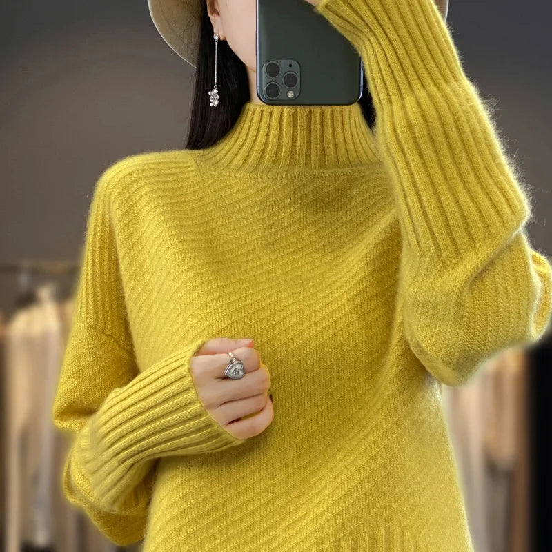 Female Clothing Turtleneck Warm Sweaters & Jumpers Women's Tops Spring Autumn Pullover Shirt Winter Knitwear Woman Clothes