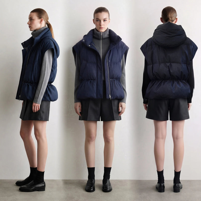 Amii 2-in-1 Down Vest Warm Commuter Minimalist Winter 2026 Detachable Sleeves Hood Oversized Women Puffer Jacket 12654015