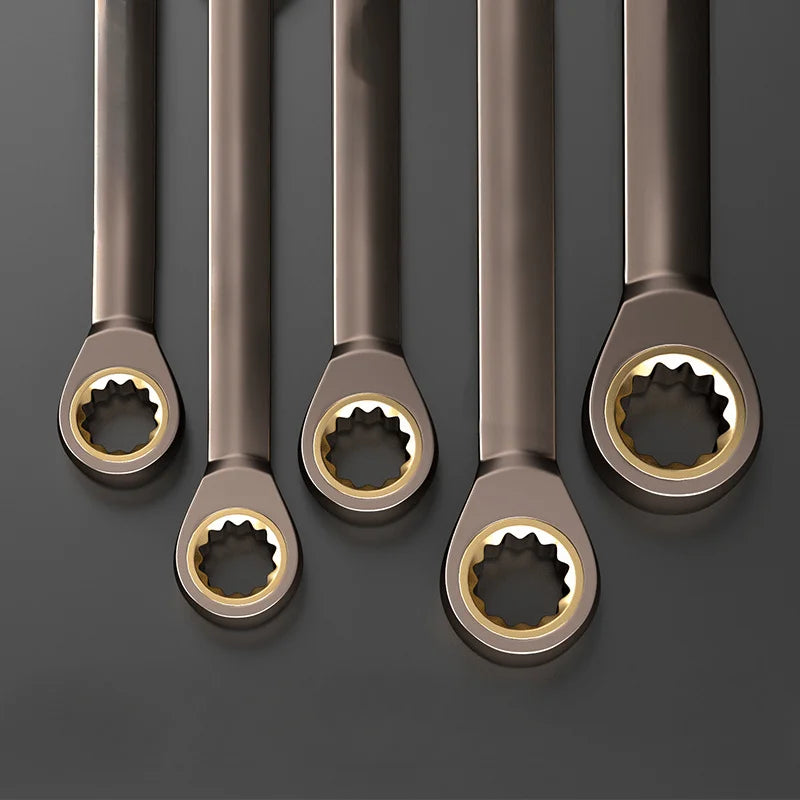 Quick release bi-directional ratchet wrench - dual head and open-end design, easy to use, durable carbon stee,Repair wrench.