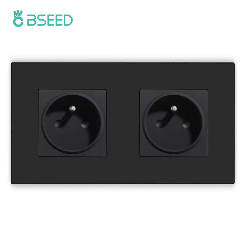 BSEED French Wall Power Socket Dual USB Type-C Charging Interface for Phone/PC Plastic Frame French Electric Outlet 250V
