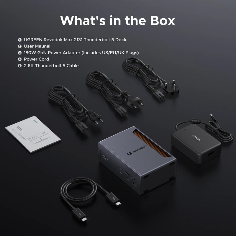 UGREEN Thunderbolt 5 Docking Station 8K60Hz 120Gbps 2.5GbE RJ45 SD&TF 3.5mm for MacBook Laptop Dell XPS Razer Blade 18 USB-C HUB