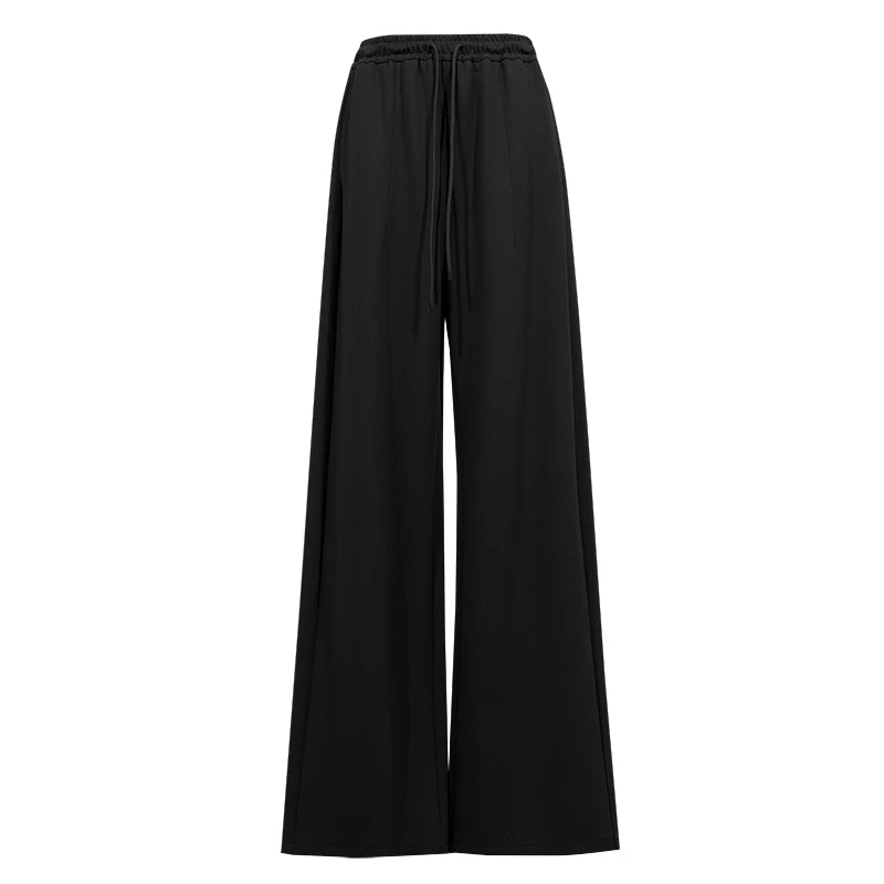 Amii Wide Leg Pants Drawstring Elastic Waist Loose Fit Autumn 2026 New Casual Comfortable Soft Versatile Women's Pants 12623035
