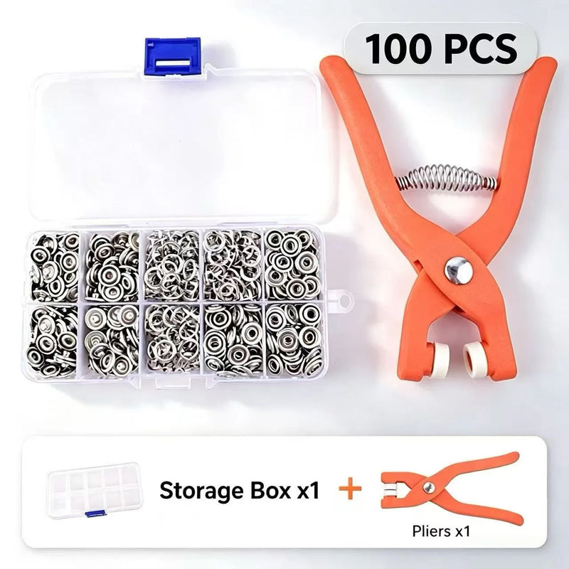Five Claw Snap Fastener Pliers Kit, No Sew Prong Snap Button Installation Tool, Metal Invisible Press Studs for Clothes, Shoes