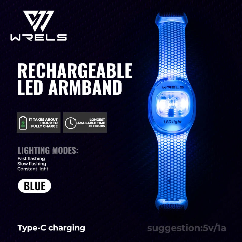 WRELS Arm Light Rechargeable LED Light Up Armband Waterproof Night Running Cycling Outdoor Safety Wristband Warning Light