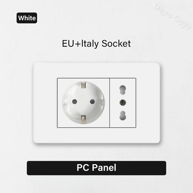 EU Korea Standard 4*2 Wall Light Switch Socket,USB Type-c 20W Fast Charger plug,1/2/3/4/Gang 2 Way Switch PC Panel Power ON OFF