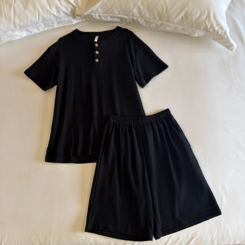 Summer Wear Sleepwear Women's Pajamas with Shorts Female Clothing Pajamas for Women Nightwear Solid Color Night Wear Ladies