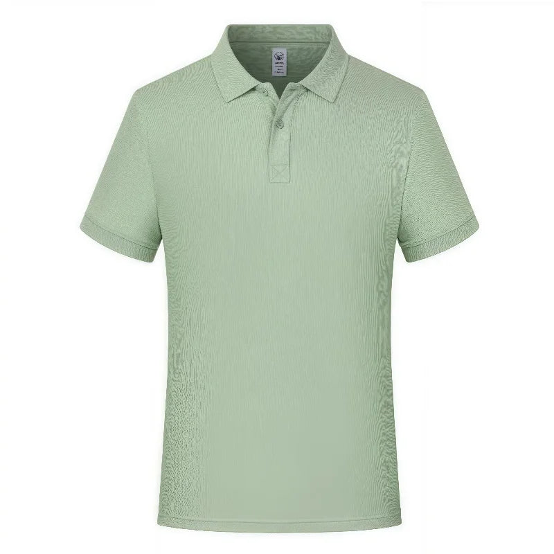 2026 Refreshing and breathable solid-color polo men's T-shirt is casual and loose suitable for men with simple lapel collars