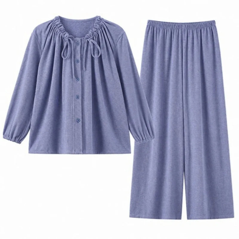 Solid Color Mujer Pijama Sleepwear Women's 2-piece Sets Autumn New Long Sleeve Nightwear for Women Pajamas Comfort for Homewear