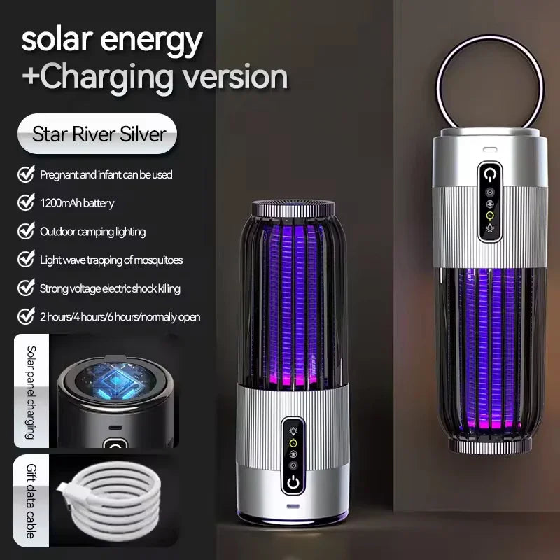 Rechargeable USB Insect Repellent Lure Lamp Solar Electric Mosquito Killer Lamps Timing 2-in-1 Portable Outdoor Camping Light
