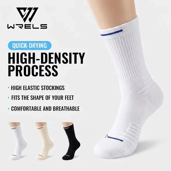 WRELS 1/2/3 Pairs Ankle Compression Socks Arch Support Running Socks Men Cushioned Moisture Wicking Breathable Athletic Socks
