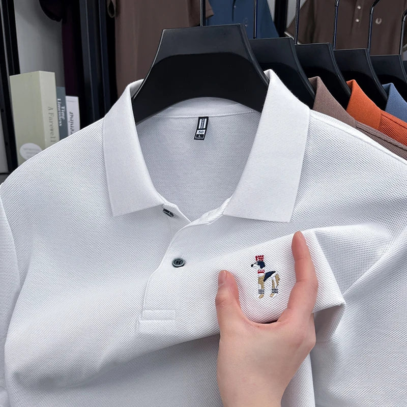 Luxury Man Short-Sleeved Polo Shirt Lapel Button 100%cotton Embroidery Spring New T-Shirt Ventilate Fashion Leisure MensClothing