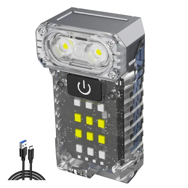 ភ្លើង LED បង្វិលបាន អាចសាកថ្មបានតាមរន្ធ USB ភ្លើងការងារចល័ត បង្ហាញថាមពល ពិលតូចដ៏មានអានុភាពសម្រាប់ការបោះតង់ នេសាទ ដើរលេង