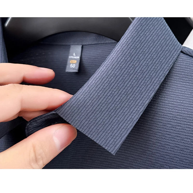 Men's Cooling Ice-Silk Polo Shirt | Business Casual Short Sleeve Top for Summer