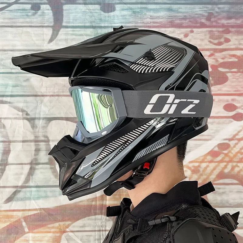 ORZ Helmets Motocross Kask Cross Downhill Soporte Casco Off Road Helmet Racing Classic Motorcycle Original Enduro Goggles