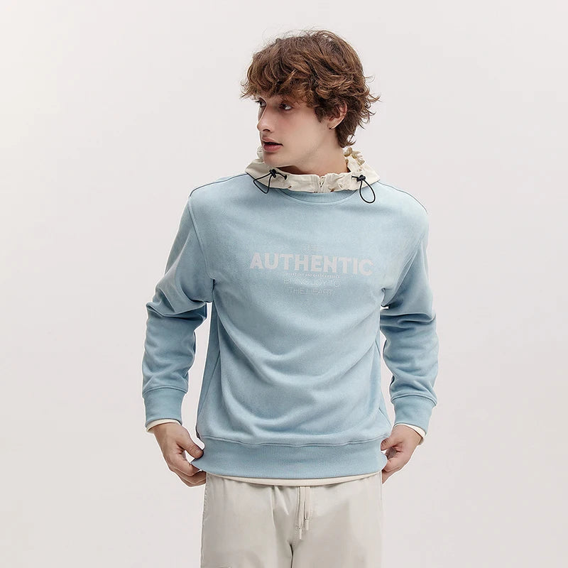 Semir Men Sweatshirt Letter Print 2026 Loose Fit Crew Neck Urban Casual Everyday Style Soft Comfortable Daily Wear Trendy
