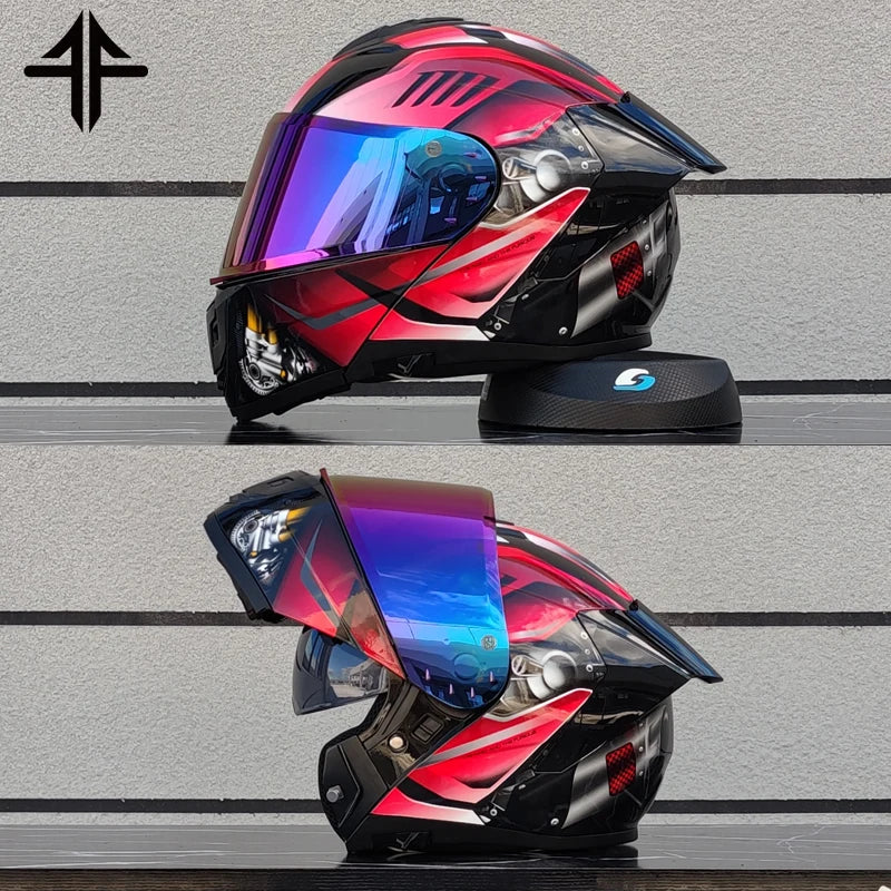 2025 Personalised Motorcycle Full Face Helmet Men Women Fashion Dual Lens Helmets Motocross Racing Modular Flip Up Casco Moto