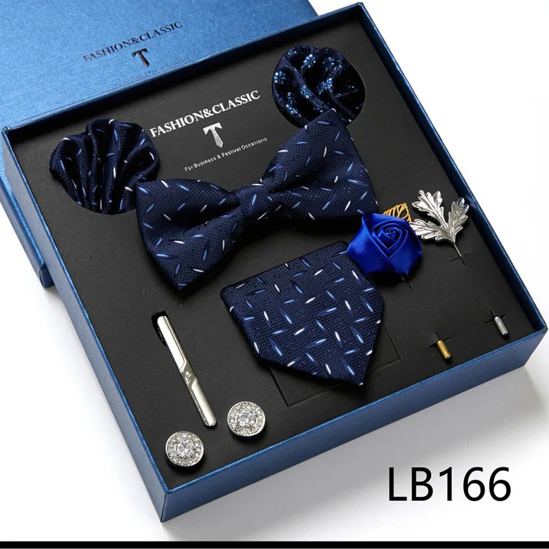 Men's Suit Dress Accessories (Tie + Bow Tie + Square Scarf + Tie Clip + Button + Metal Flower Brooch) 36 Colors To Choose From