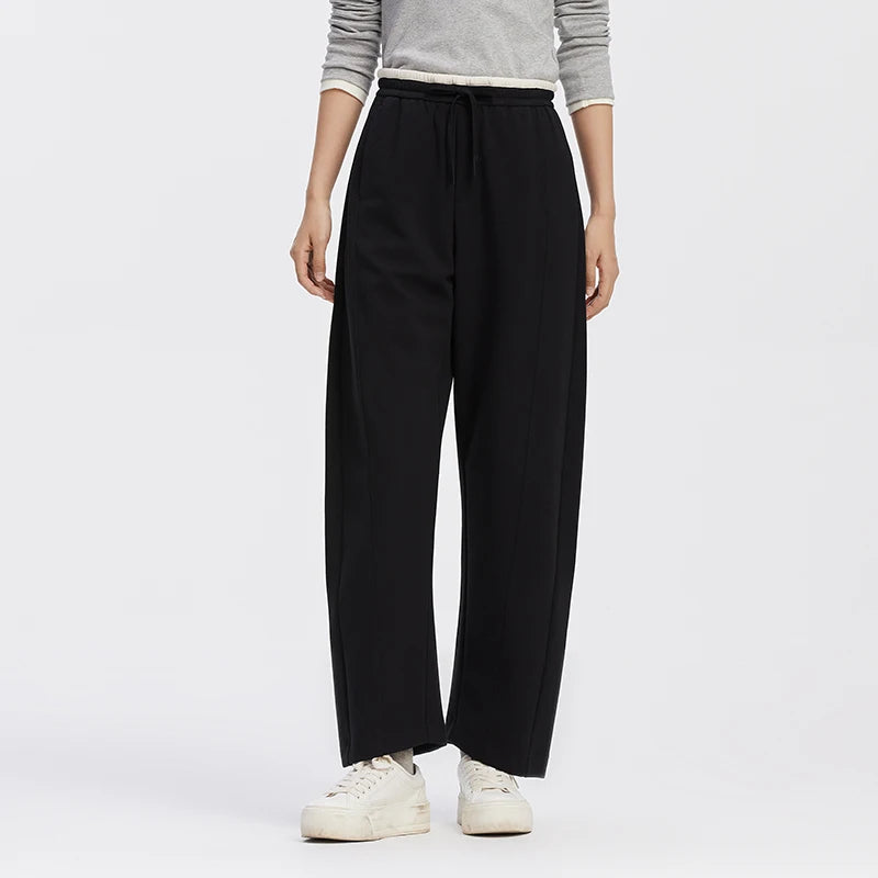 Semir Women Loose Pants Contrast Curved Barrel Leg Loose Sport Style Casual Autumn Trousers Urban Daily Wear 2026