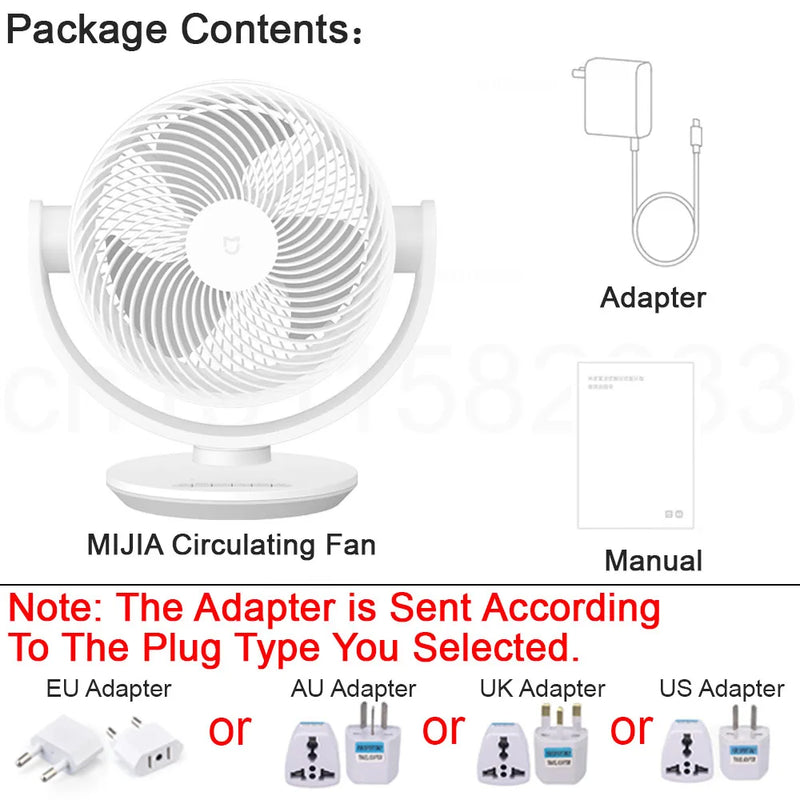 MIJIA DC Inverter Desktop Circulating Fan For Bedroom, Home and Office, 120°+100° Oscillating Fans, 4 Speed Settings, CN Version