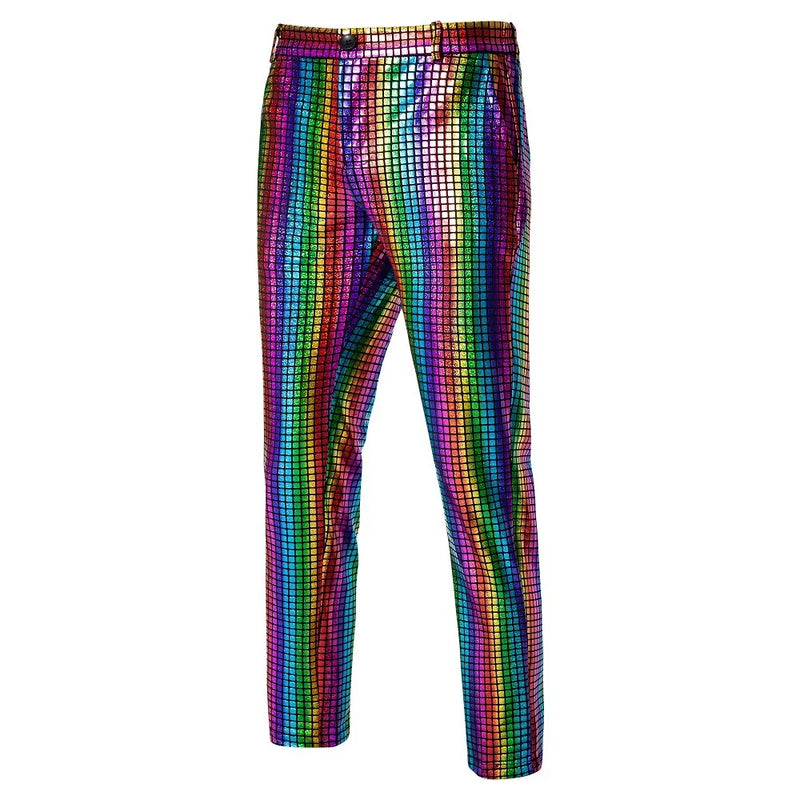 2026 New Men's Bright Green Plaid Suit Pants 2025 Spring Fashion Trousers Black Blue Silver Pantalones Hombre