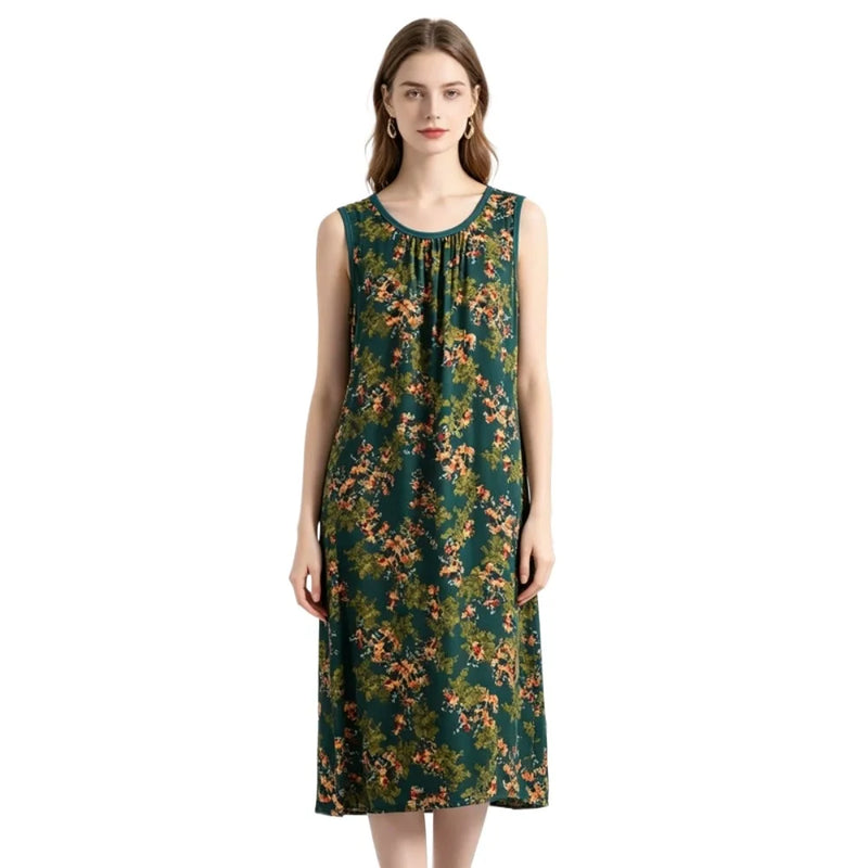 Women's Nightgown Night Dress Round-Neck Sleeveless Summer Nightgowns Woman Sleep Soft Lounge Dress for XL-6XL Pajamas Dress