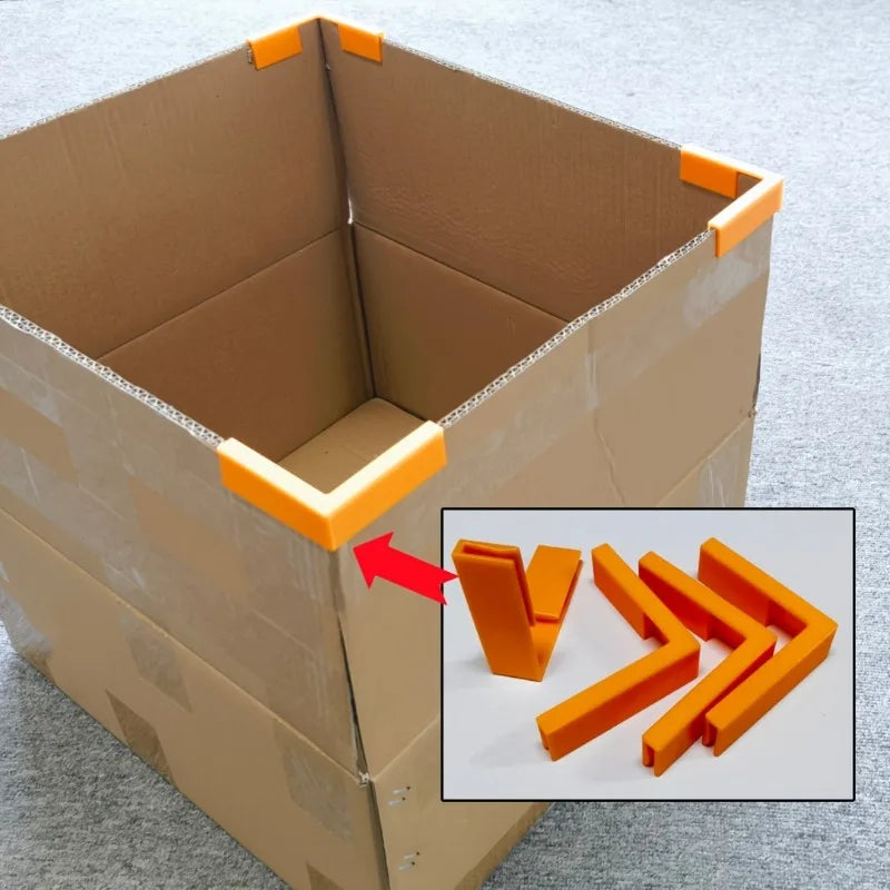 1set/4pcs 3D Printed Carton Corner Right Angle Clips, Corrugated Box Edge Reinforcement Fixing Clamps for Box Reuse Making.