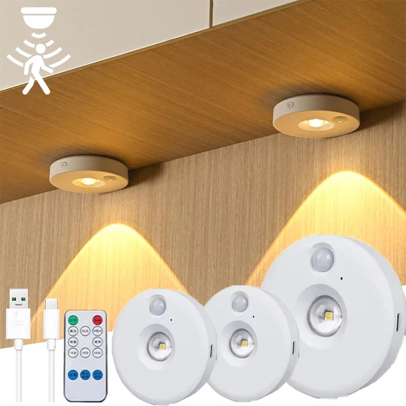LED Motion Sensor Night Light Under Cabint Lights Dimmable USB Rechargeable Wireless Kitchen Lamps Aisle Closet Home Decor