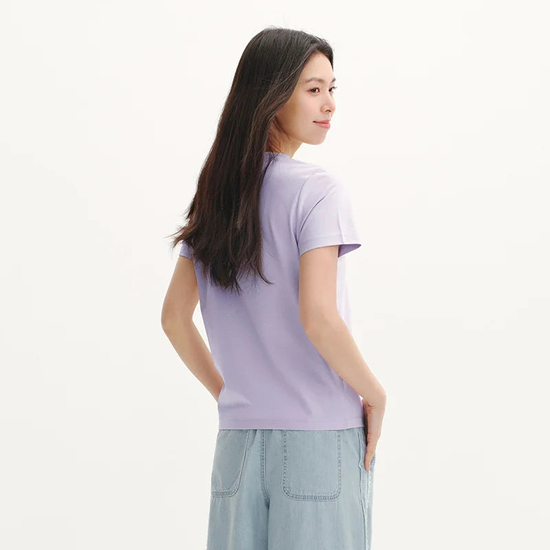 Semir Womens Tshirt 2026 Solid Color V Neck Regular Shoulder Moisture Wicking Quick Dry Antibacterial