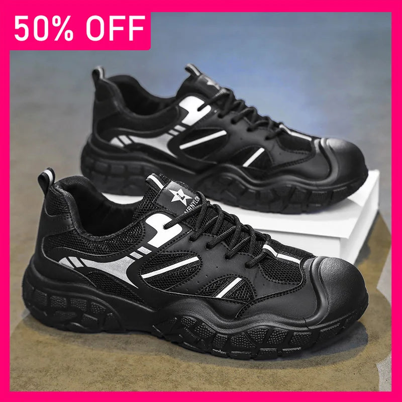 Men Sports Shoes New Breathable Mesh Lightweight Soft Sole Hiking Shoes Leisure Anti Slip Urban Commuting Walking Shoes Man