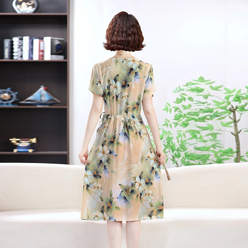 រ៉ូបរដូវក្តៅសម្រាប់នារី Vintage Bodycon រ៉ូប Office Lady Floral Midi រ៉ូប Elegant Casual Night Party Vestidos