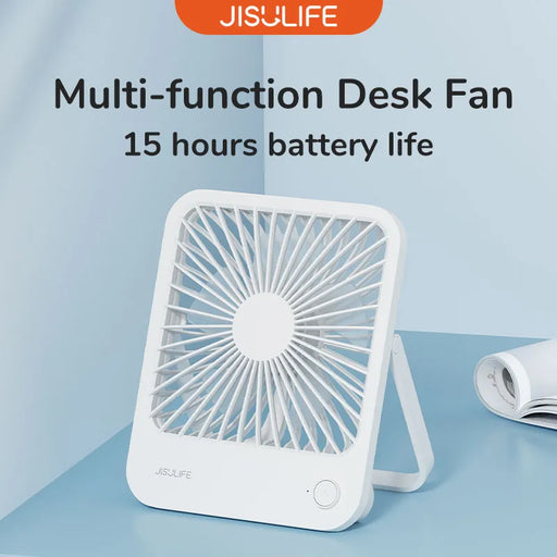 JISULIFE Portable Small Desk Fan Ultra Quiet Table Fan USB Rechargeable Cooling Fan With 4 Speed Powerful Wind Offices Fan