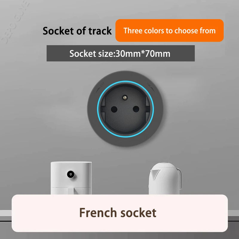 Imitation wood grain Rail Mobile Power Track Socket EU/Universal/UK/USB Type-C Kitchen Bathroom Office Wall Mounted Socket Plugs
