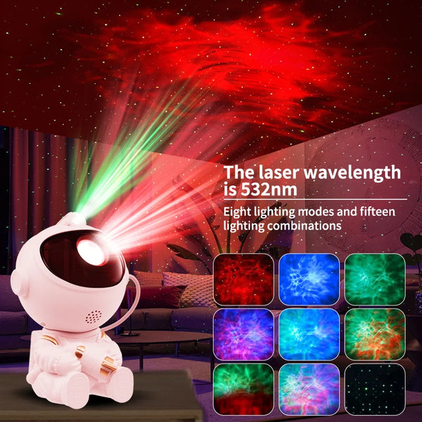 អវកាសយានិក LED Star Projector ភ្លើងពេលយប់ ម៉ាស៊ីនបញ្ចាំង Galaxy សម្រាប់បន្ទប់គេងផ្ទះ បន្ទប់តុបតែងកុមារ អំណោយកុមារ ចង្កៀងមេឃផ្កាយ