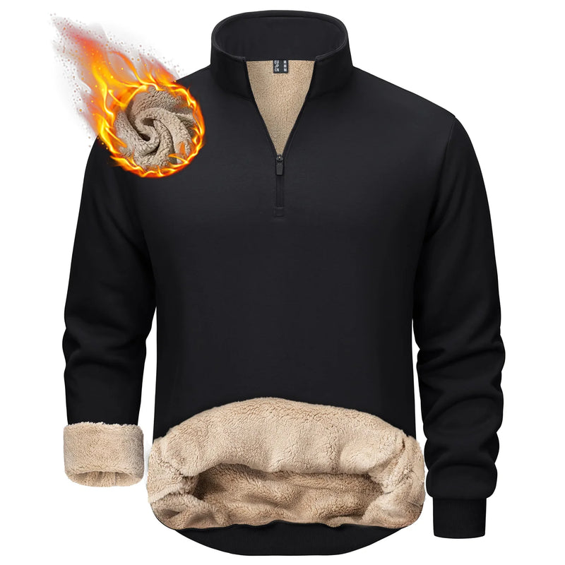 TACVASEN Mens Turtleneck Fleece Sweatshirts Casual Quarter Zip Sherpa Lined Sweatshirt Running Sports Hoodie Pullovers Tops Male