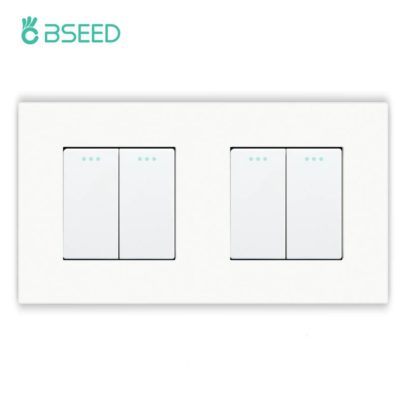 BSEED Mechanical Button Switch 1/2/3Gang 1Way Plus Wall Socket Power Outlets Plastic Panel Wall Light Switch On Off