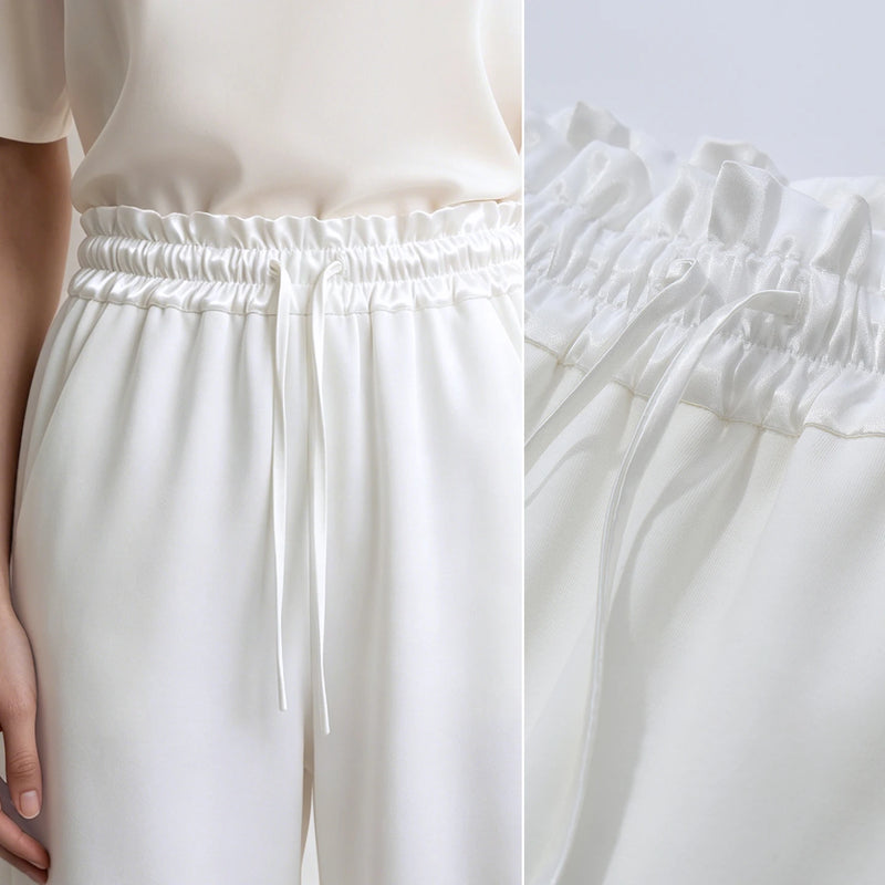 Amii Women Pants Minimalist Elastic Waist Loose Wide Leg Trousers 2026 Autumn New Commute Cotton Blend Woman Clothes 12623004