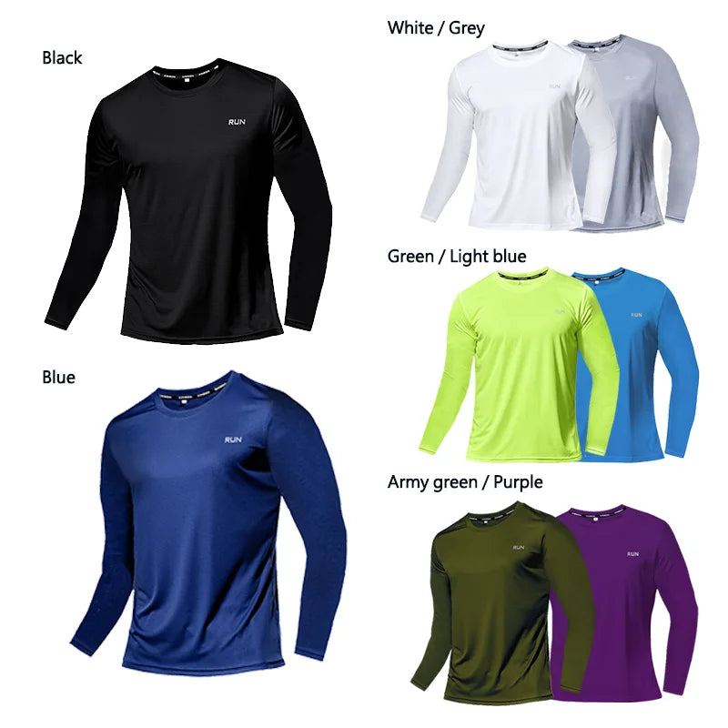 2026 New Summer Ice Silk Long Sleeve T-Shirt Men Quick Dry Breathable Air Conditioning Outdoor Sun Protection Running Outer Wear