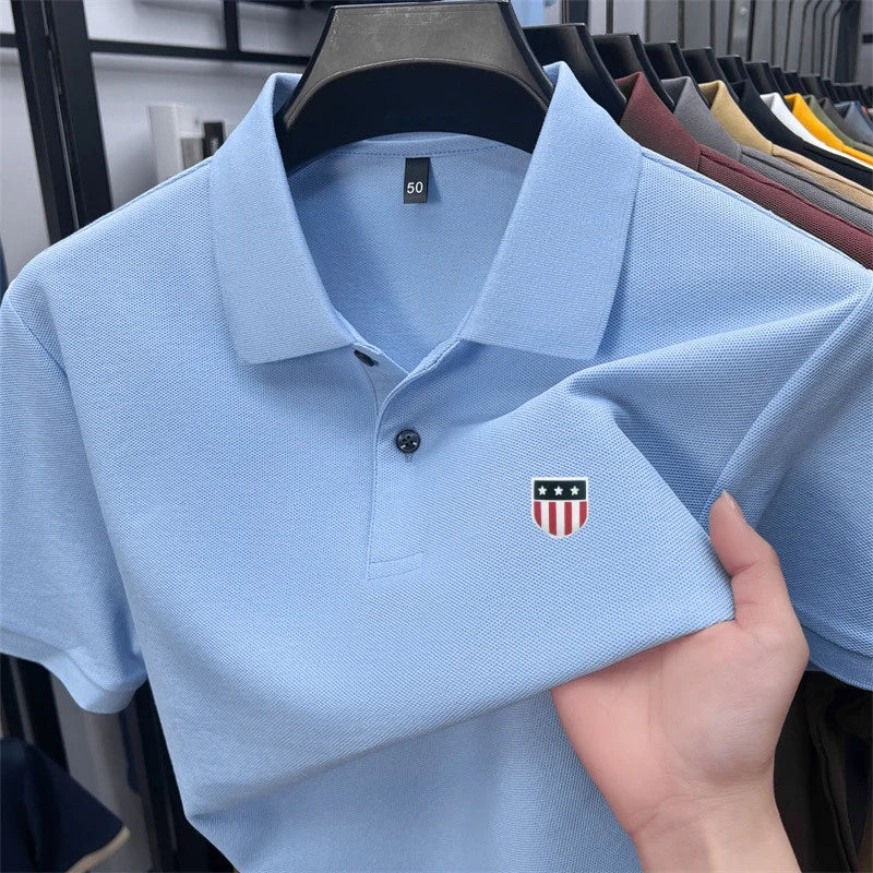 High-End Luxury Man T-Shirt Polo Shirt Lapel Button Pattern Printing Various Colors British Style Summer Leisure Golf Men's Wear