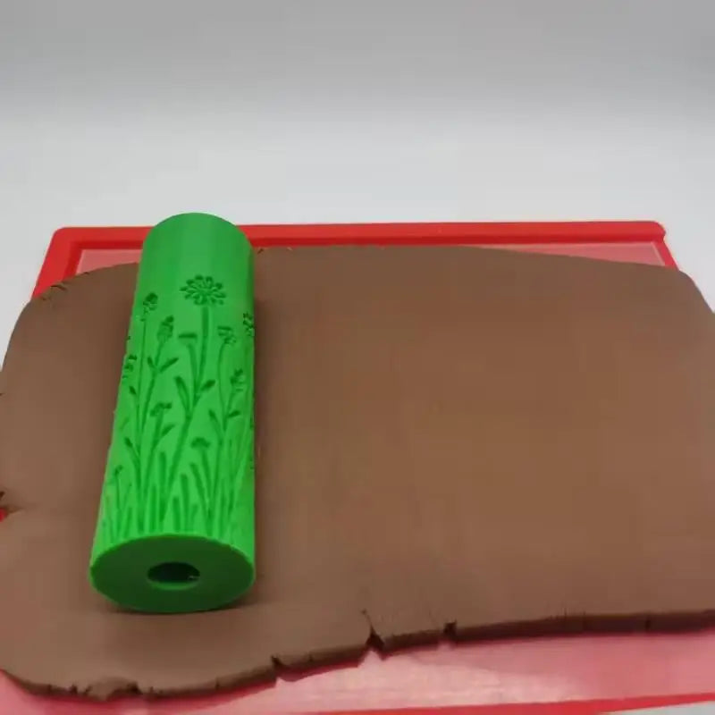 1pcs Seamless Texture Roller for Clay – Sea, Grass & Marine Patterns, No Carve, Plastic, Pottery Tool