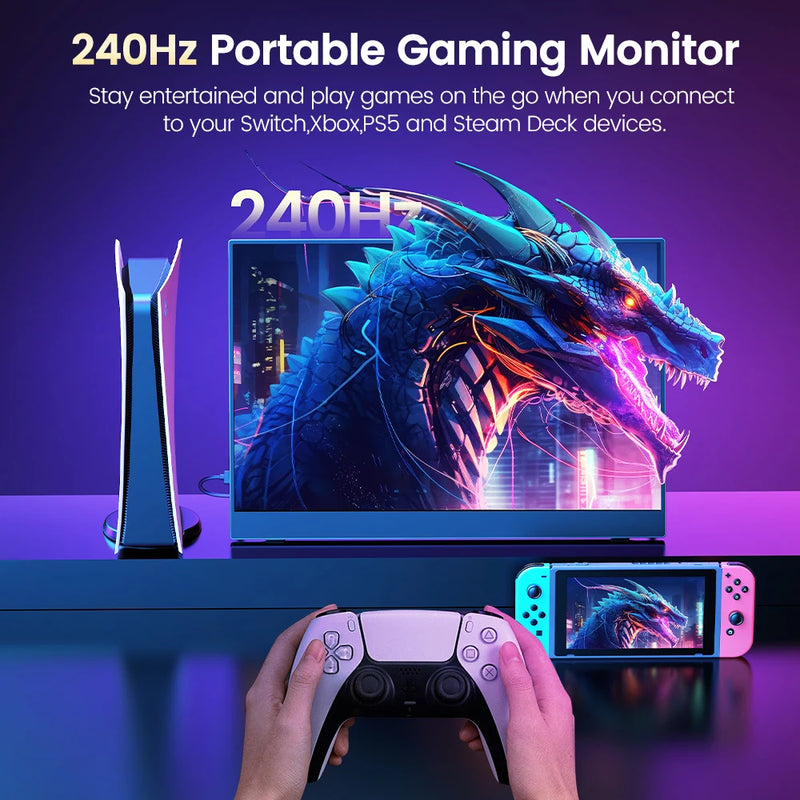 UPERFECT UGame J5 2.5K 240Hz Gaming Monitor 16" Portable Display 100%sRGB w/HDMI USB C For PS5 Steam Deck Switch XBOX Laptop PC