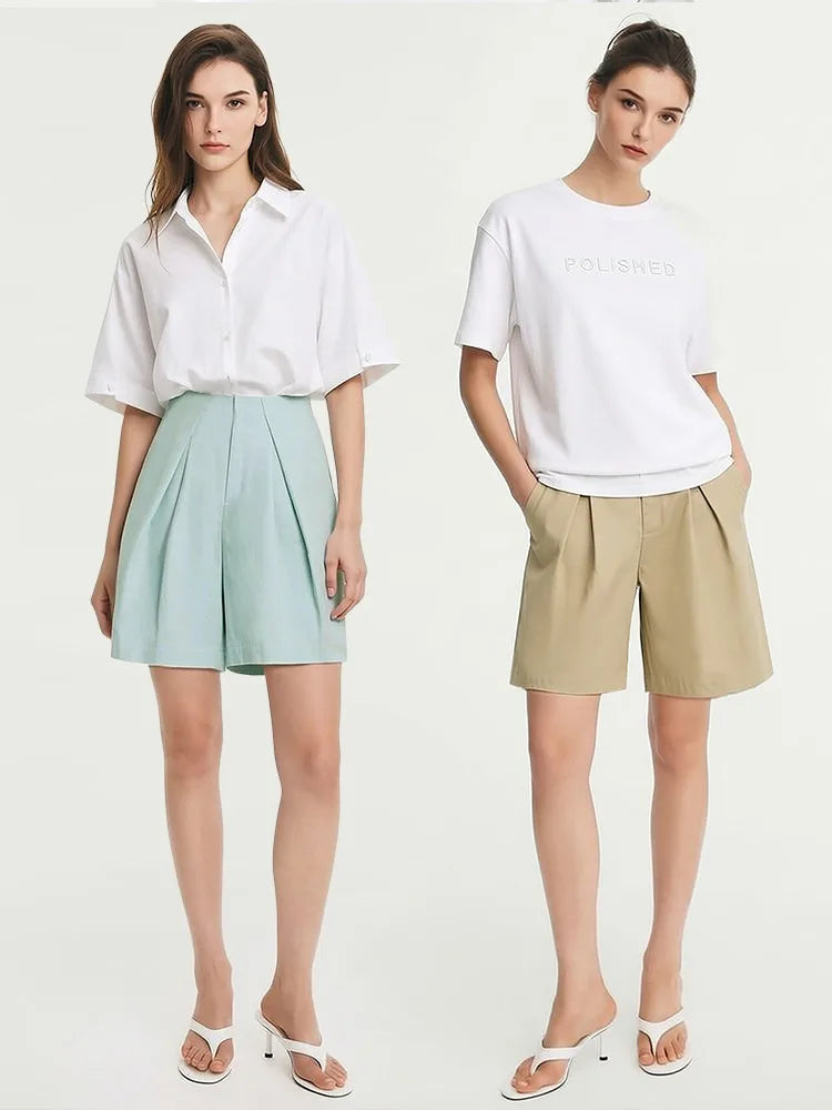 Amii Women's Shorts 2026 Summer New Simple Versatile Office Casual Pants Pleated Wide Leg Loose Fit Pants For Women 12642132