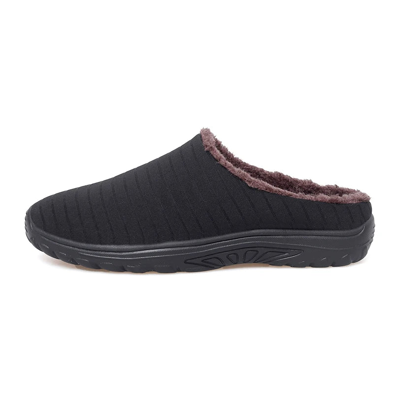 Lightweight Winter Slippers Men Women Indoor Plush Slippers Black Red Warm Home Cotton Shoes Unisex Size 34-44