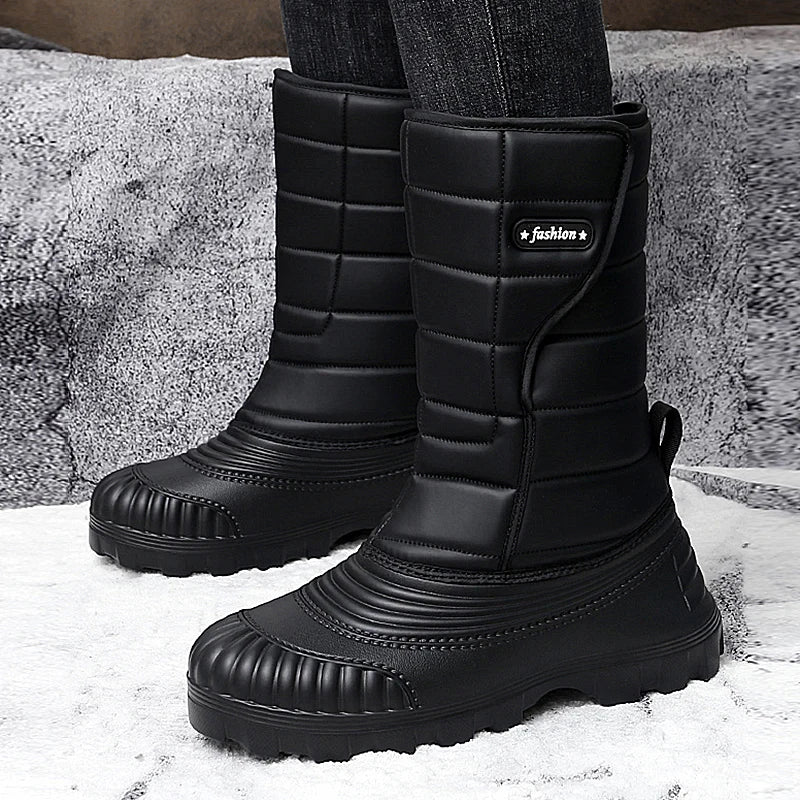 Men's high-top casual snow boots winter new light warm velvet cotton boots soft sole non-slip comfort outdoor walking work boots