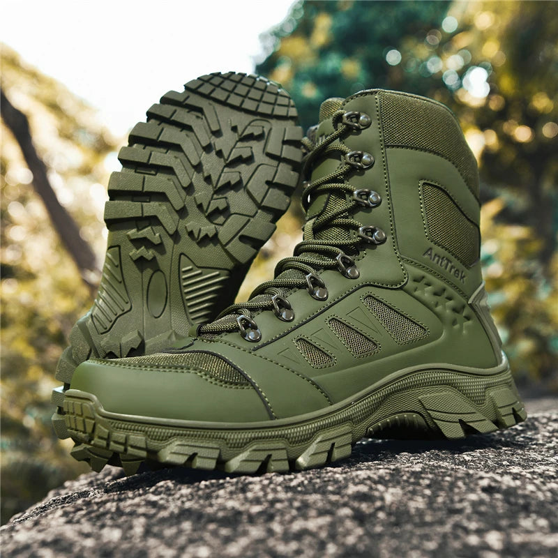 Men's Field Combat Training Boots Four Seasons Non-Slip Comfort Jungle Combat Boots High-Top Outdoor Multi-Terrain Hiking Boots