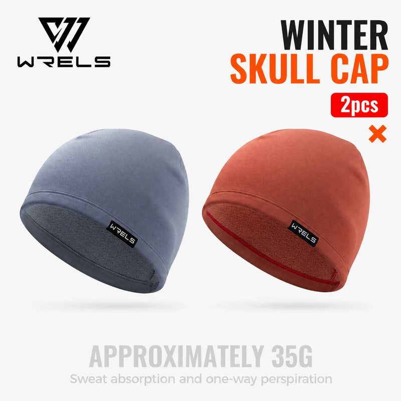 WRELS Skull Cap Fleece Warm Beanie Windproof Elastic Sweat Wicking Helmet Liner Anti Cold Skiing Running Men Women Winter Cap