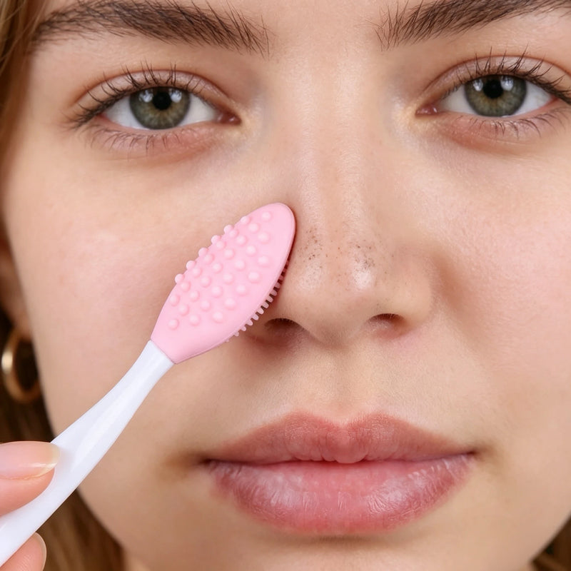 1PC/4PCS Beauty Skin Care Wash Face Silicone Brush Exfoliating Nose Clean Blackhead Removal Brushes Tools With Replacement Head