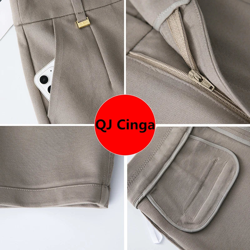 Asian Size Black Women's Elastic Waist Trousers, Fashion Casual Pants, Khaki High Stretch Pant, 27, 28, 29, 30, 31, 32, 33, 34