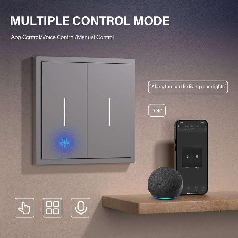 BSEED 1/2/3/4Gang 2Way Zigbee Smart Click Button Switch Smart EU Socket With AC Plastic Frame Work With Tuya Smart Life Alexa
